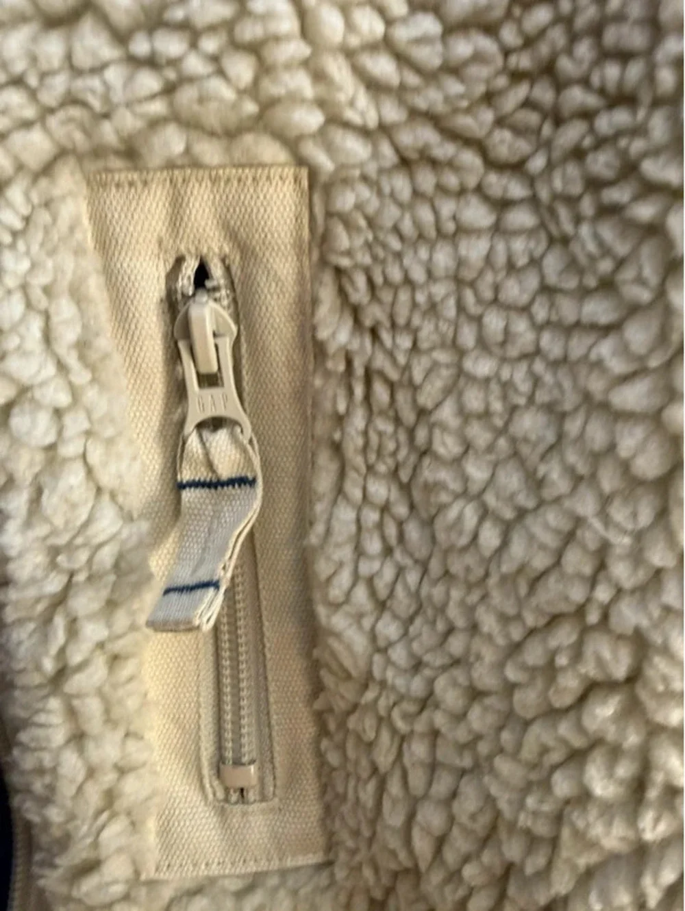 Gap Kids Outdoor Sherpa Fleece Jacket Small Cream Blue Full Zip